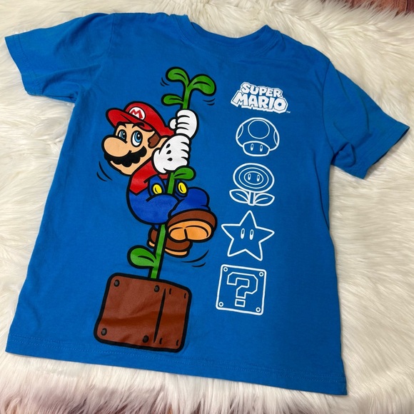 Nintendo Other - Nintendo Super Mario Youth Boy Size 7 Blue Graphic Short Sleeve Shirt